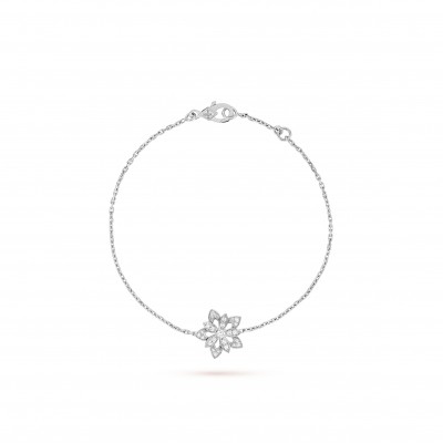 VAN CLEEF ARPELS LOTUS OPENWORK BRACELET MINI MODEL - WHITE GOLD, DIAMOND  VCARP1AB00